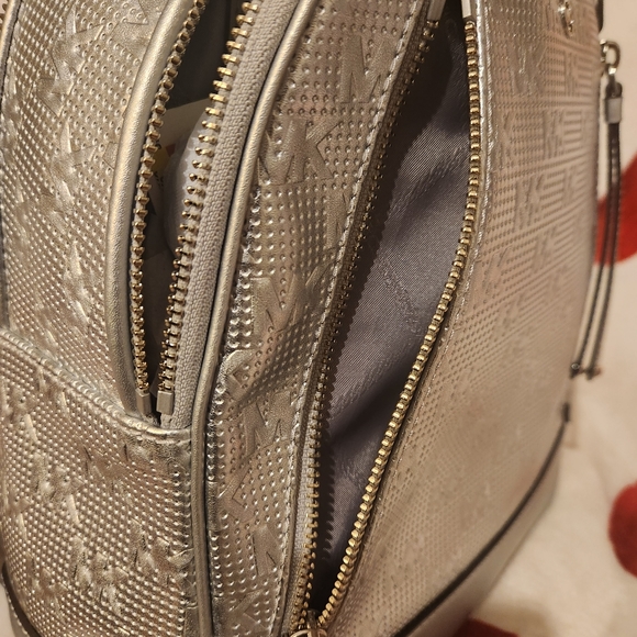 Michael Kors Brooklyn Backpack- Metallic Silver and VS Shimmer Backpack Keyfob - Picture 7 of 11